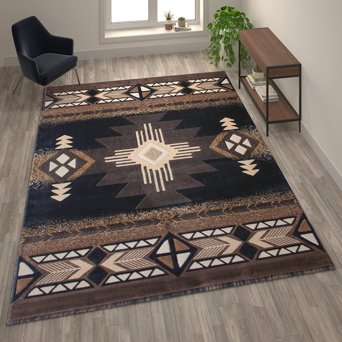 Flash Furniture Black Southwestern Area Rug, 8' x 10'