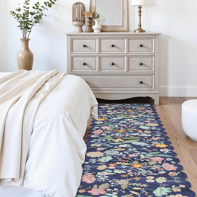 Washable 2'6x12 Hallway Runner Rug: Entryway Non Slip Floral Rug Farmhouse Soft - Image 4