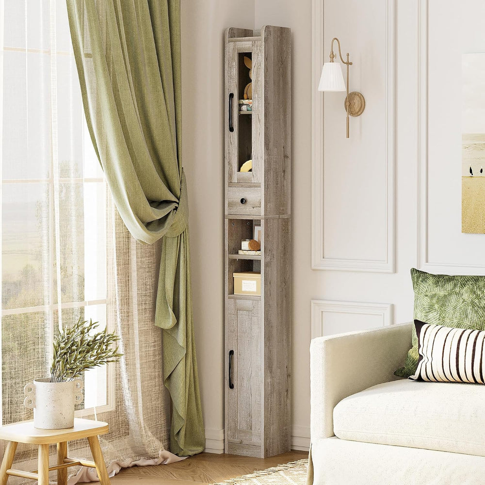 IRONCK Slim Bathroom Cabinet with Adjustable Shelves & Removable Towel Bar