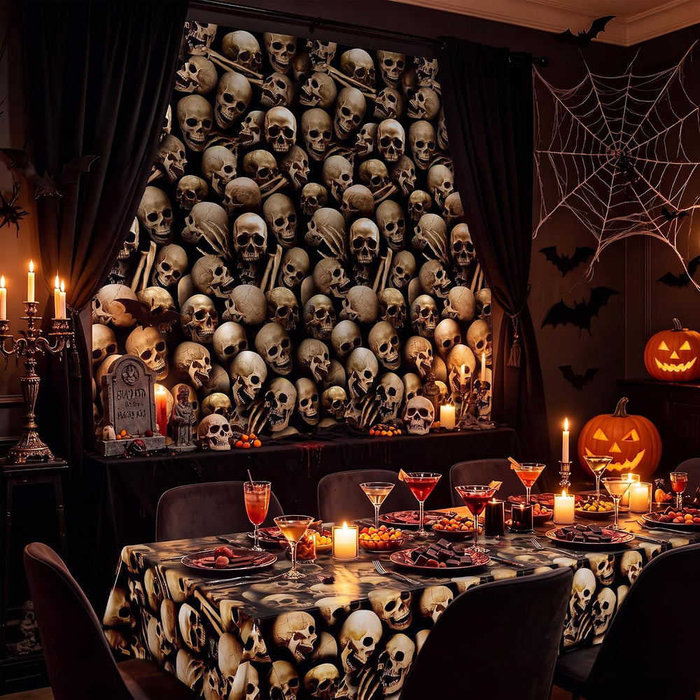 Kochorie 100 Ft x 54 Inch Halloween Graveyard Skeleton Tablecloth Roll with C...
