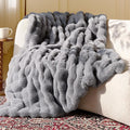 Ultra Soft Cozy Faux Fur Throw Blanket, Fuzzy Plush Thick Bubble Blanket by blunique