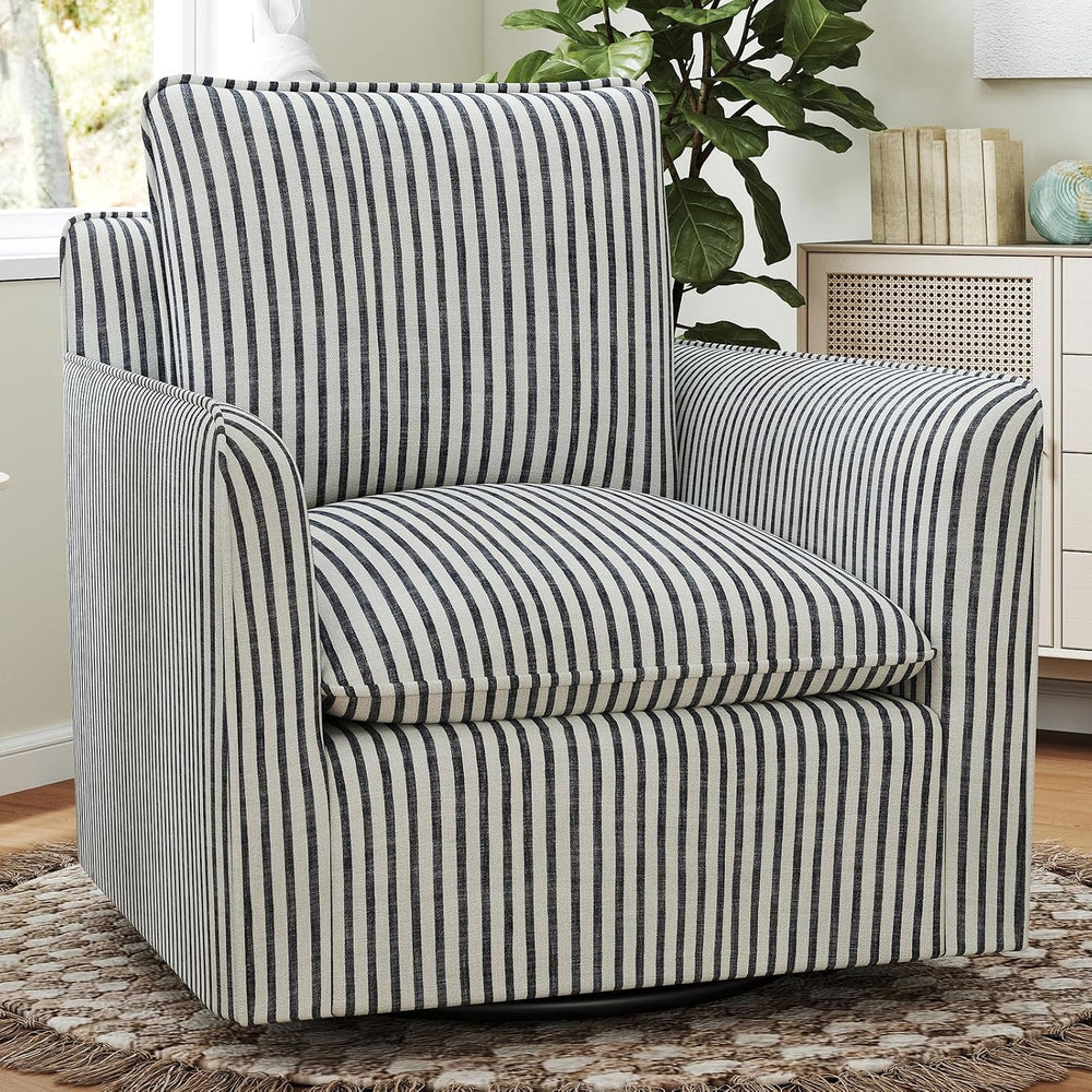 INZOY Swivel Accent Square Chair with Thick Padded Backrest Cushion, Swivel R...