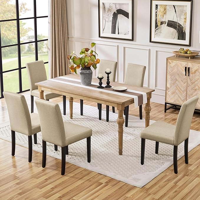 Yaheetech Dining Chairs Set of 4 Fabric Parson Upholstered Kitchen Chairs wit...