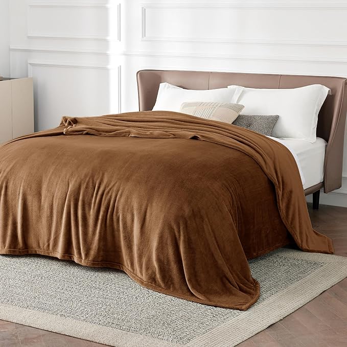 Bedsure GentleSoft Orange Fleece Blankets Queen Size - Image 2