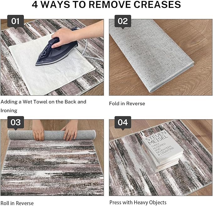 Lansny Modern Abstract Entryway Rug Indoor 2x3 Washable Rug Non-Slip Soft Small - Image 4