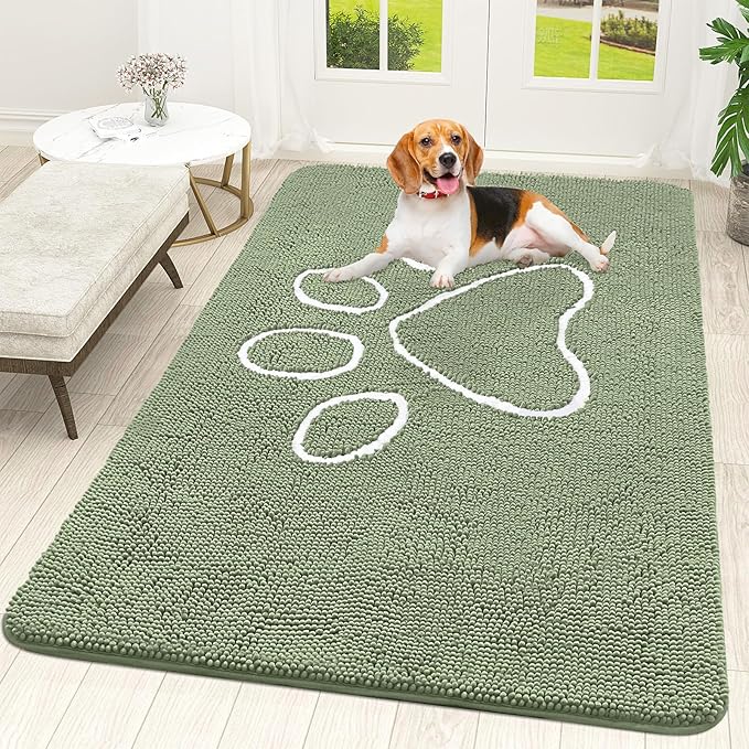 OLANLY Dog Door Mat for Muddy Paws 70x46, Paw Print Design, Absorbs Moisture by OLANLY