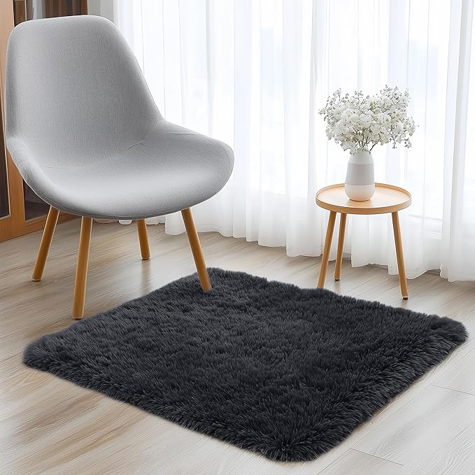 OLANLY 2x2 Machine Washable Small Rug, Soft Fluffy Shaggy Throw Rug - Image 6