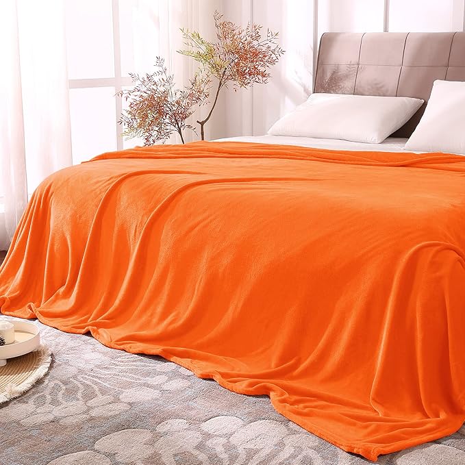 BEDELITE Fleece Blankets 108 inch x90 Size Orange Throw Blankets by BEDELITE