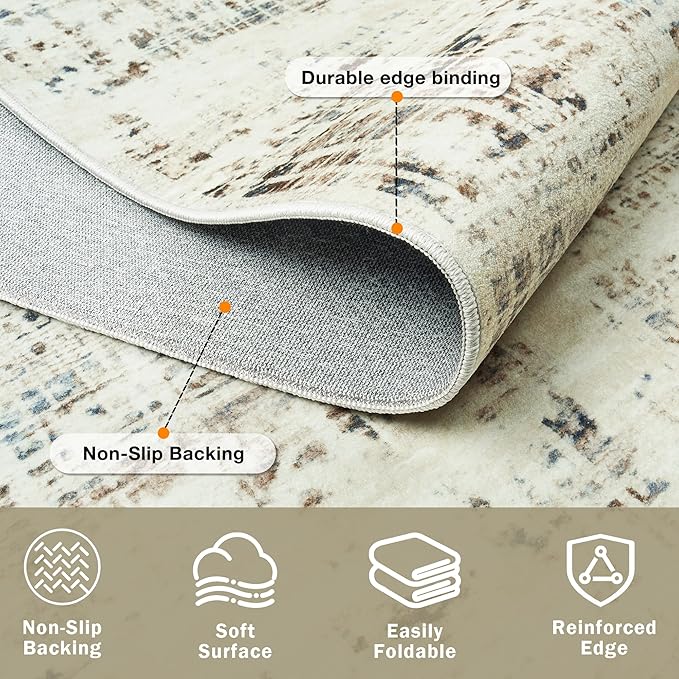8x10 Area Rugs for Living Room Washable Rug: Anti-Skid Abstract Modern Living - Image 4