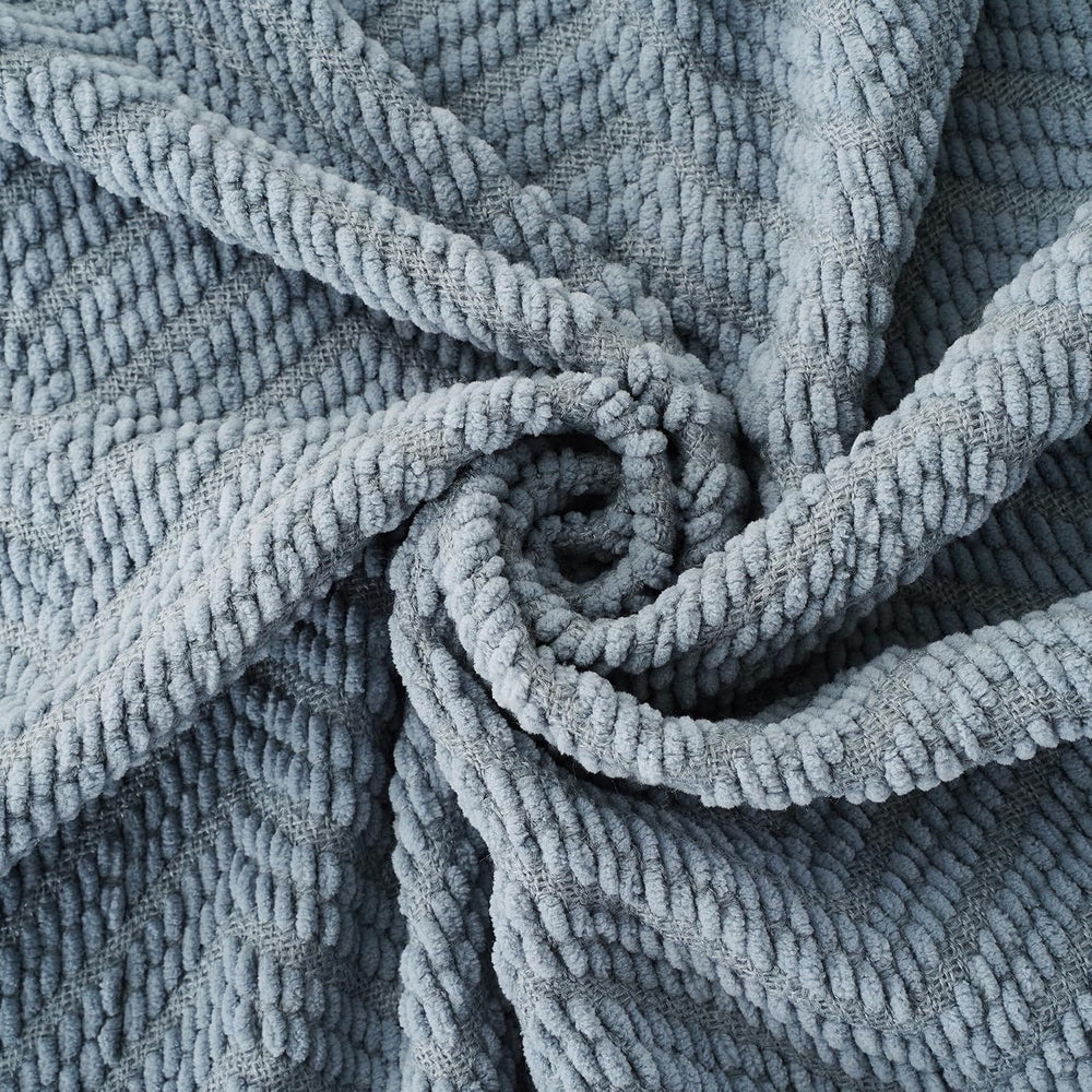 Battilo Blue Grey Throw Blanket for Couch, Knit Throw Blanket, 50"x60"