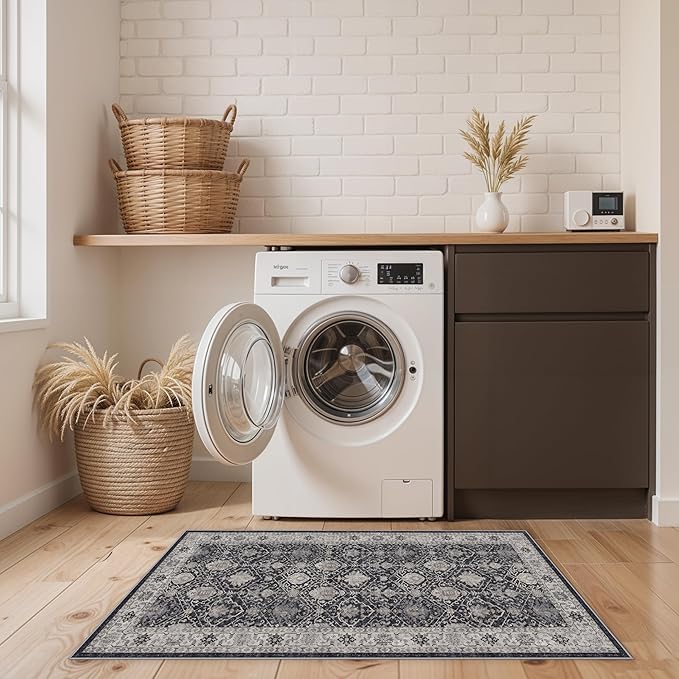 Entryway 2x4 Washable Area Rug: Oriental Stain Resistant Kitchen Runner Rugs - Image 8