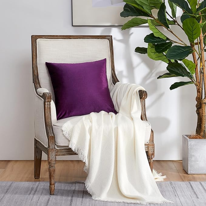 GIGIZAZA Purple Decorative Velvet Decorative 20x20 Throw Pillow Covers - Image 6