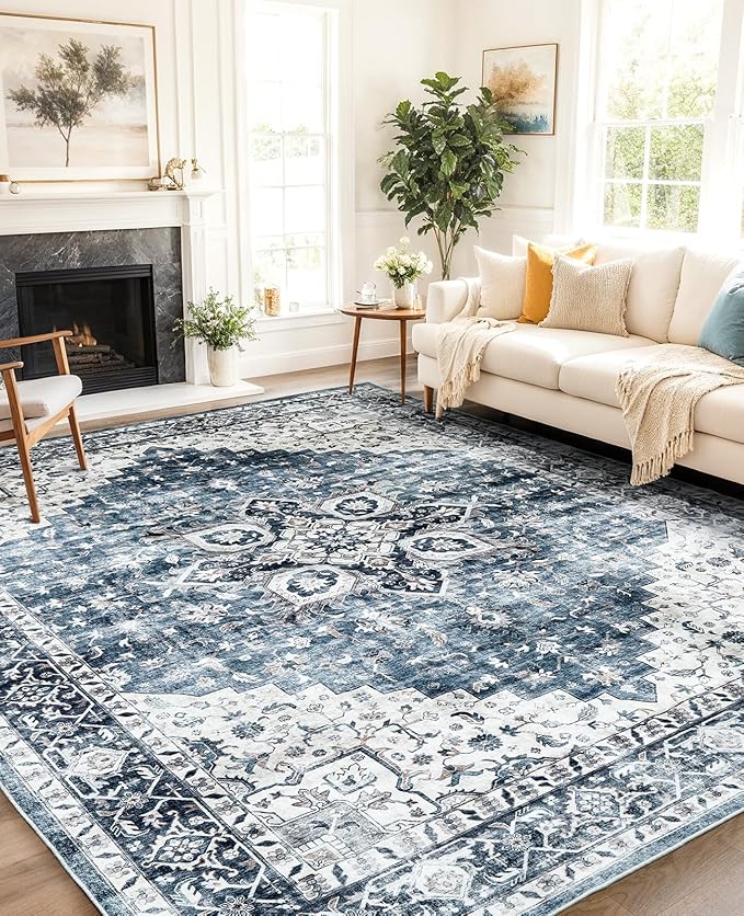 AMADA HOMEFURNISHING 9x12 Washable Area Rug, Low-Profile Large Area Rug - Image 8