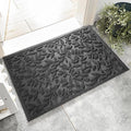 Grey Leaves Outdoor Indoor Entrance Doormats, Absorbent Durable Heavy Duty by VivaNest