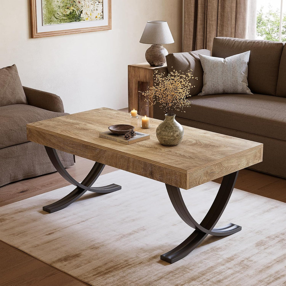 LITTLE TREE 47” Coffee Table, Rectangle Center Table for Living Room, Industr...