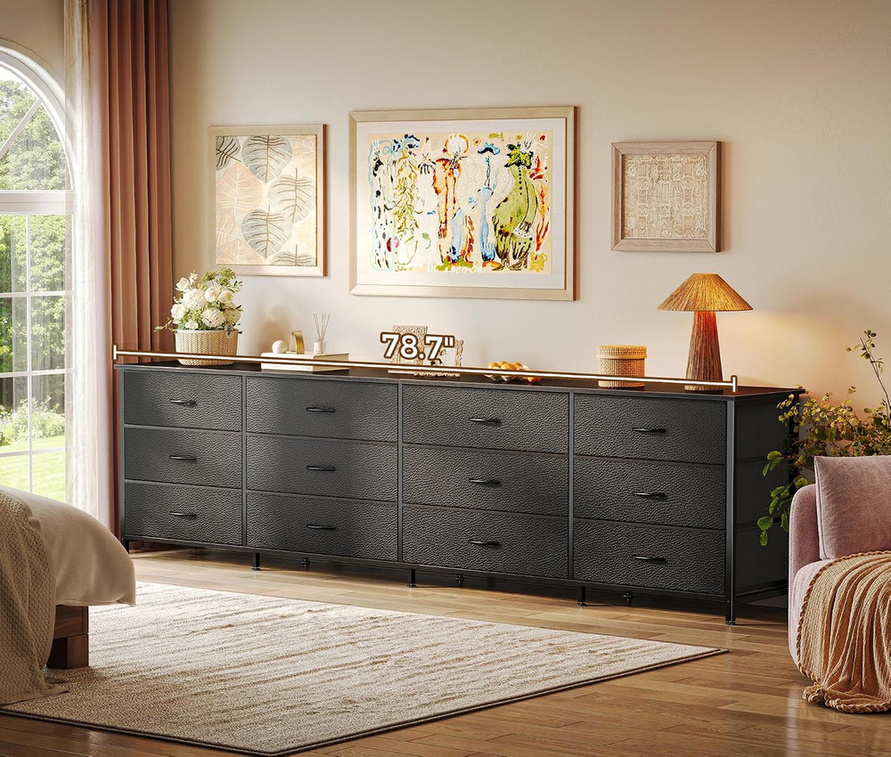 Huuger 78.7 Inch Long Dresser for Bedroom, 12 Drawer Dresser for Closet