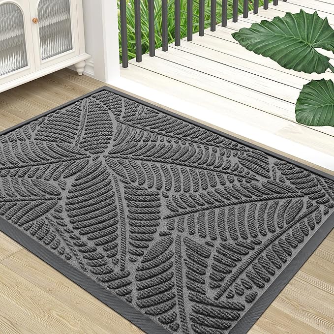 Colorxy Waterproof Doormat, Sturdy Natural Rubber Front Door Mats, Non Slip Low by Colorxy