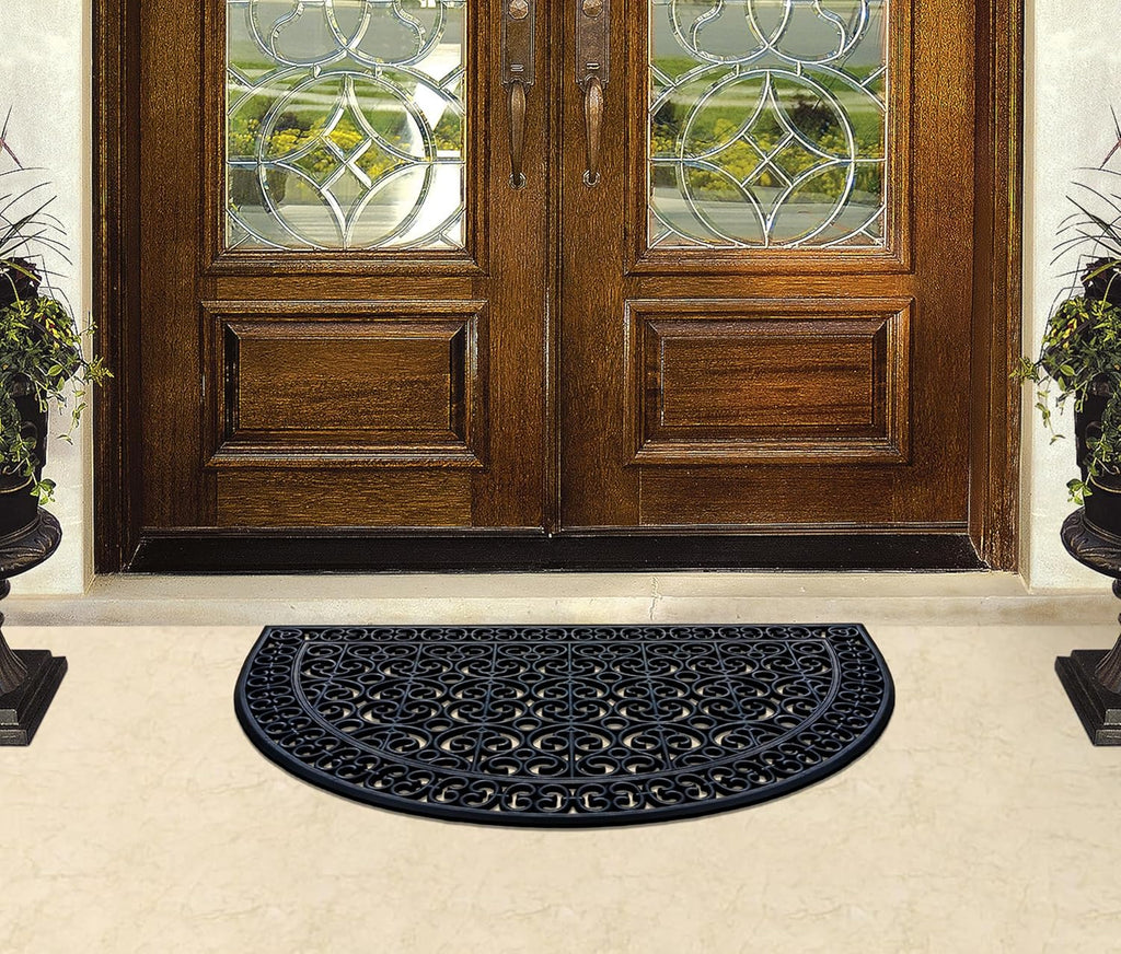 A1 Home Collections 18-LB Heavy Duty Rubber Doormat 30"×48" - Won't Blow Away | Outside Front Door Mat, Mud Dirt Scraper, Non-Slip Drainage Mat for Entryway Patio Garage, All-Weather, 100% Rubber Mats