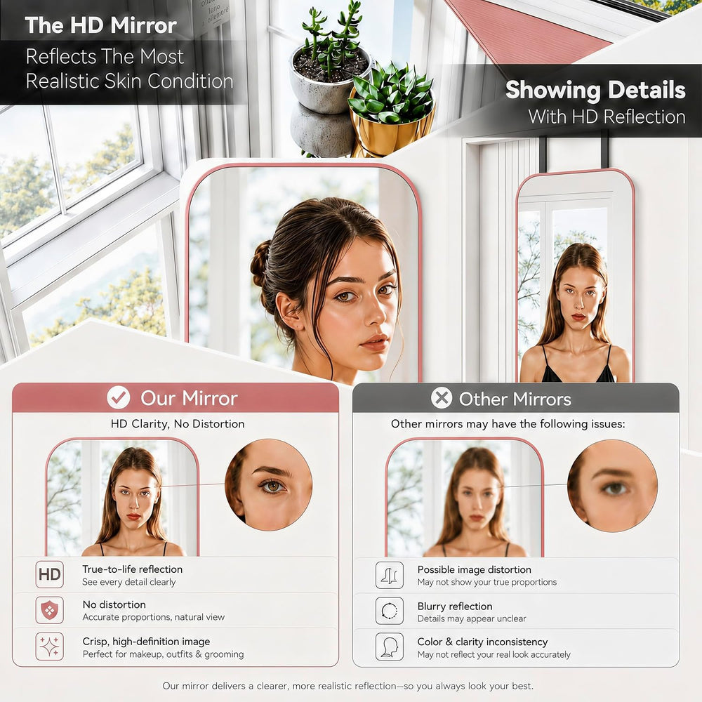 47x14" Full Length Mirror Over the Door Hang or Wall Mounted RoseGold
