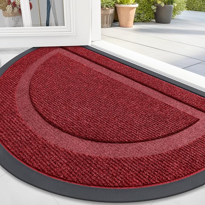 OLANLY Half Circle Door Mat Indoor Outdoor Entrance Welcome, Waterproof by OLANLY
