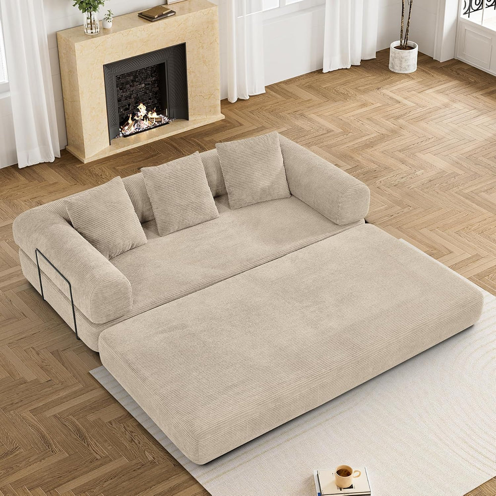 DAMAIFROM Convertible Sleeper Sofa Bed Floor Boneless Couch, Light Brown