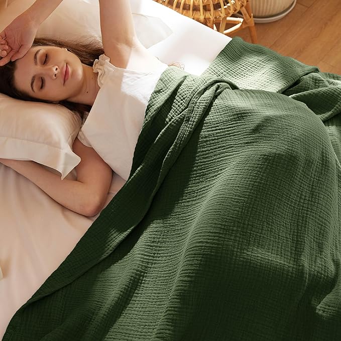 Bedsure 100% Cotton Muslin Blanket King Size - Image 6