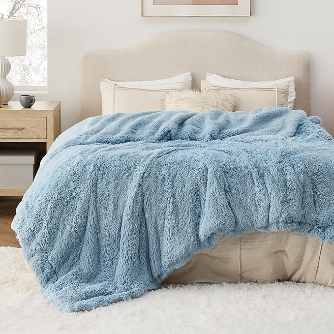 Bedsure GentleSoft Fluffy Light Blue King Size Blanket by BEDSURE