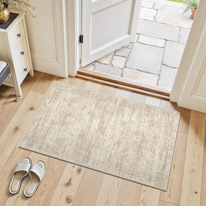 2x3 Washable Rugs for Kitchen, Powder Room Small Area Rug Non-Slip Vintage Low - Image 3