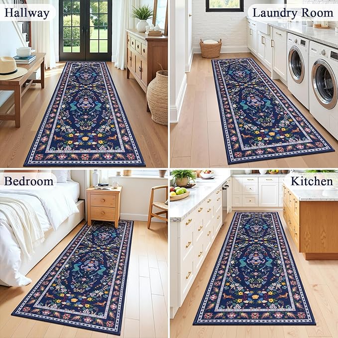 HEBE Washable Hallway Runner Rug 2'x 8' Non Slip Kitchen Rugs Runner, Low Pile - Image 7