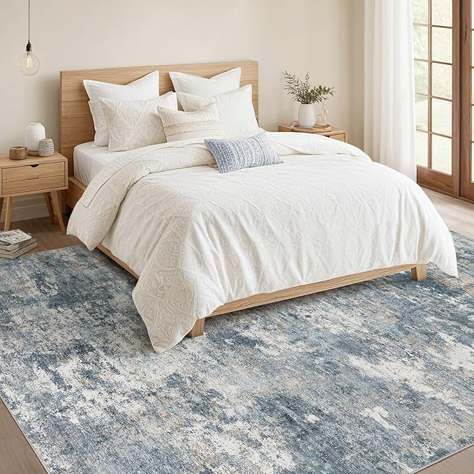 Nakagishi 10x14 Area Rugs Living Room: Washable Abstract Large Neutral Soft Rug - Image 5