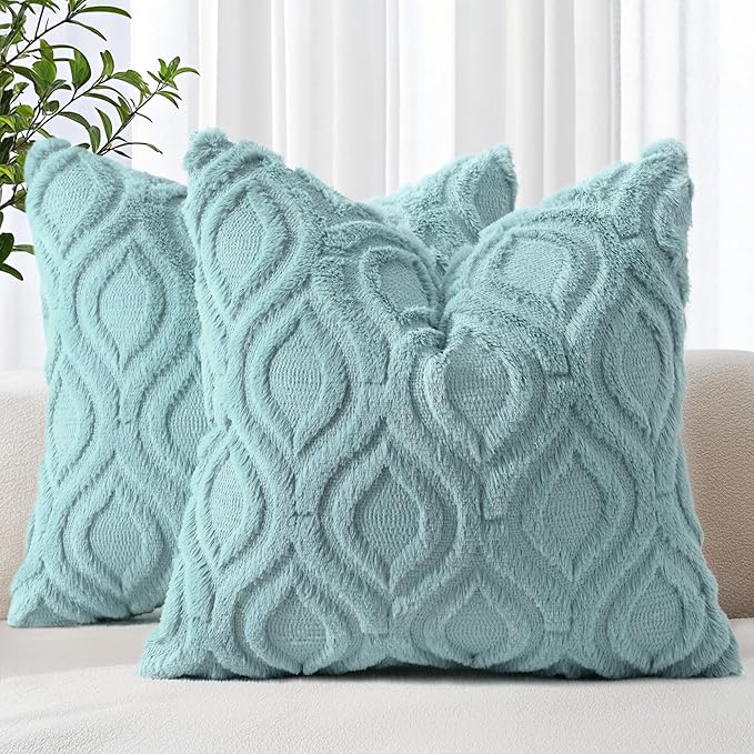 decorUhome Summer Throw Pillow Covers 24x24 Inch Set of 2, Soft Plush Faux Wool by decorUhome