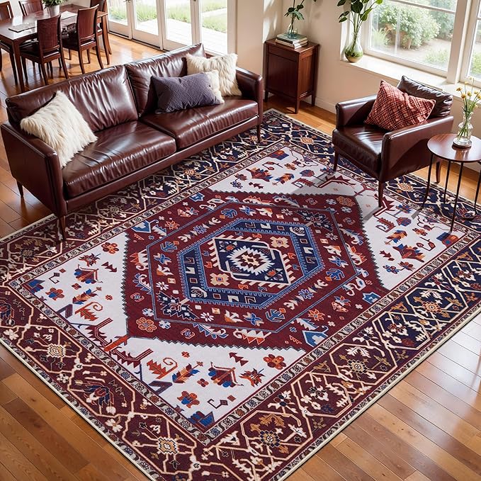 SERISSA 5x7 Boho Area Rug, Washable Non-Slip Rugs by SERISSAHomeDecorCollection