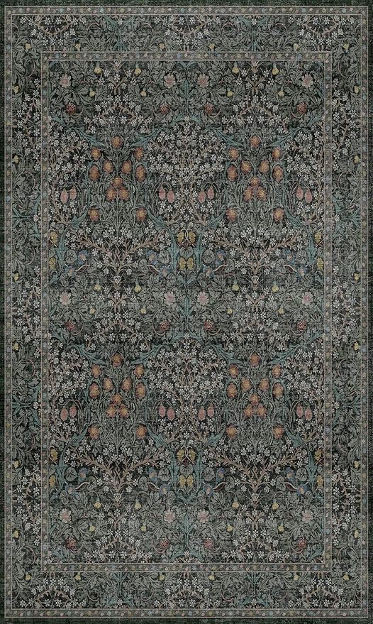 Vintage Floral Dark Green 3x5 Area Rugs - Image 9