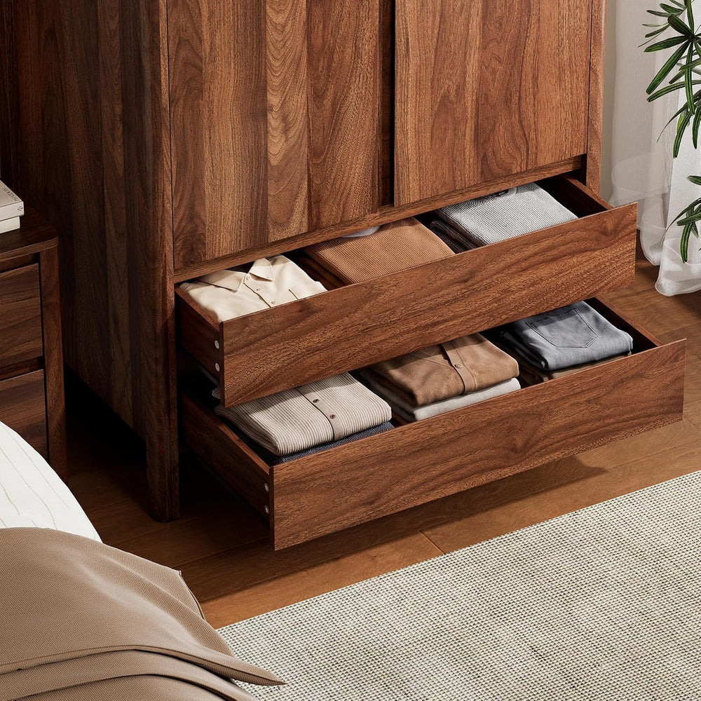 Furniway Armoire Wardrobe Closet, 70.9" Tall Wardrobe Cabinet with 2 Doo...