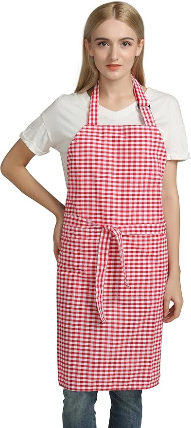 Vintage Gingham Kitchen Aprons Chef Bib Canvas Aprons Christmas Holiday Home by Jennice+House