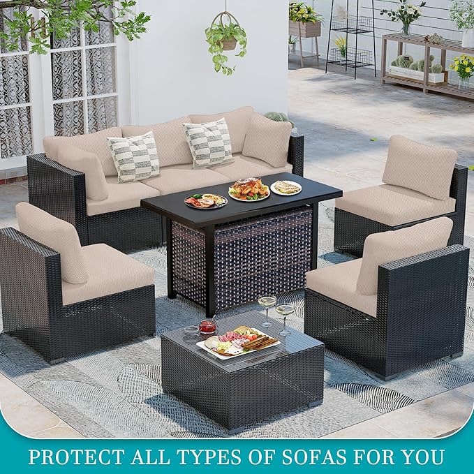 12Pcs Stretch Patio Cushion Covers, Outdoor Couch Covers Replacement, Outdoor - Image 4