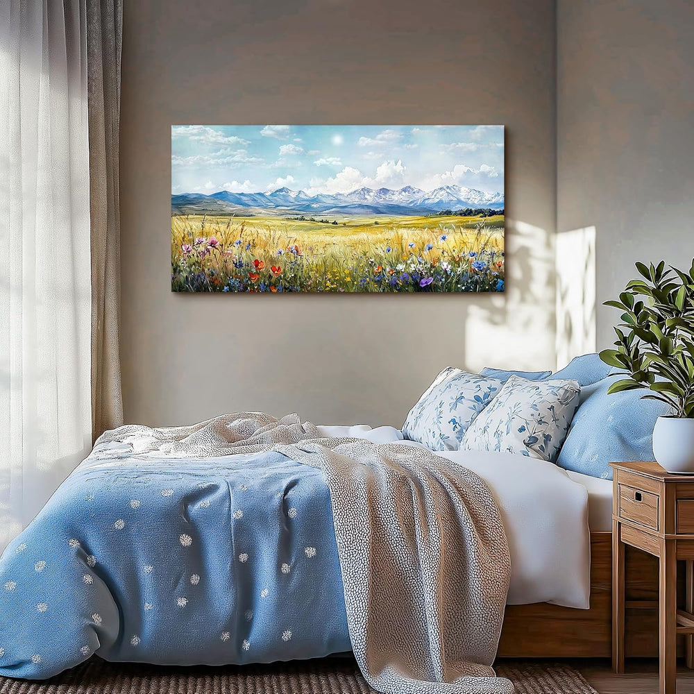 SERIMINO Wilderness Meadow Wall Decor, Wildflower Art Prints 24"X48"