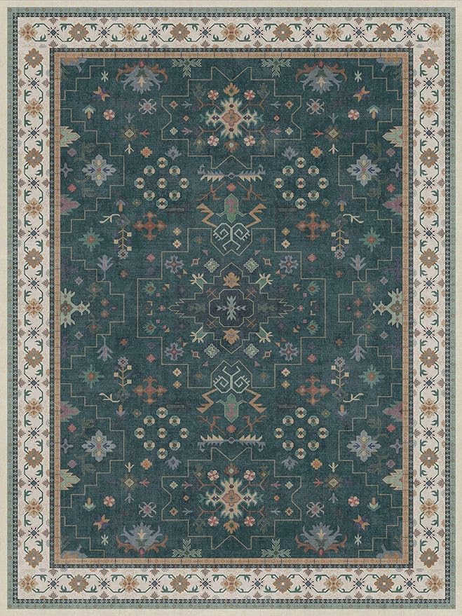 Hazo Haus Vintage Dark Green 6x8 Dining Room Rugs - Image 2