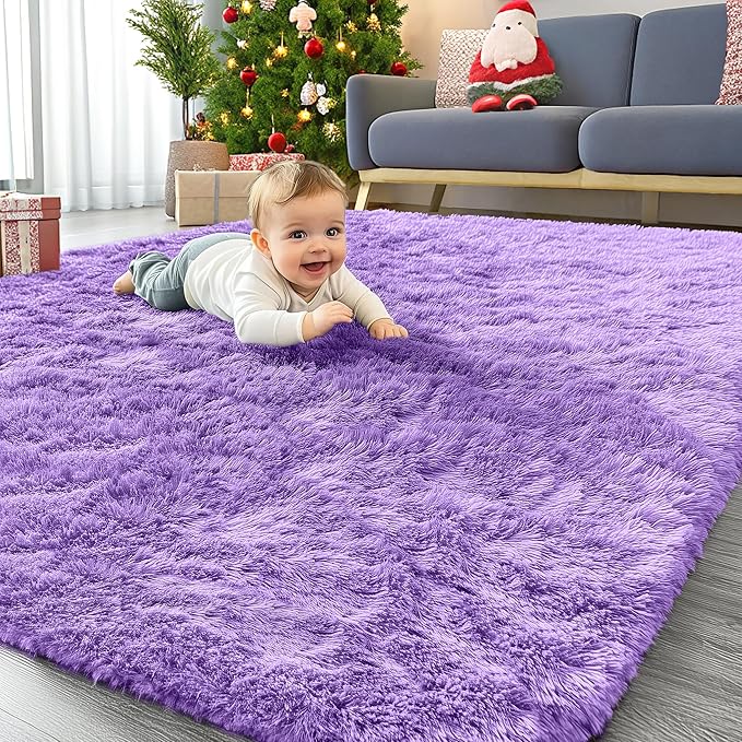 OLANLY Area Rugs for Living Room Bedroom, Machine Washable 4x5.9 ft Soft Fluffy by OLANLY