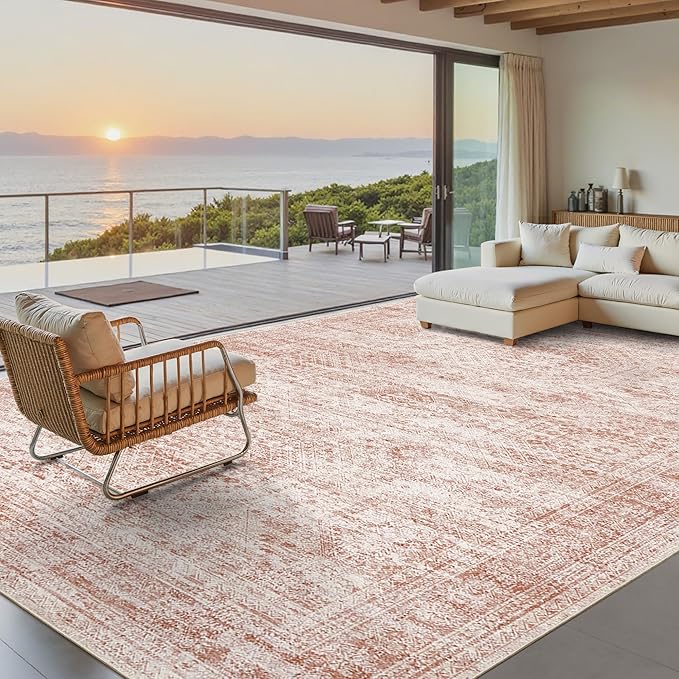 Soalmost 9x12 Area Rugs for Living Room, Non Slip Machine Washable Vintage Rugs - Image 2