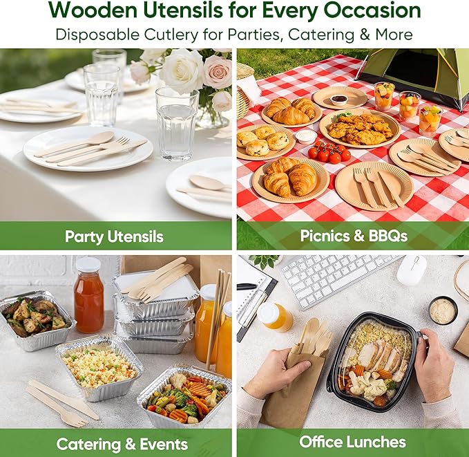 Disposable Wooden Utensils Set, Compostable Utensils, Disposable Cutlery - Image 7