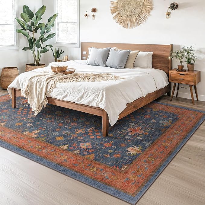 Boho Navy Blue 10x14 Area Rug for Living Room, Extra Large Dining Room Rugs for - Image 8
