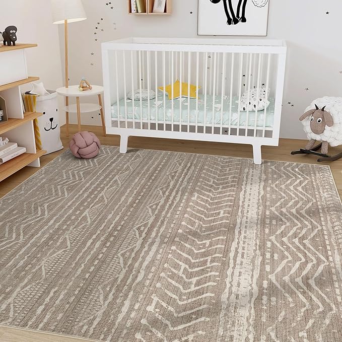 Nakagishi 7x10 Area Rugs Living Room: Washable Boho Large Neutral Soft - Image 5