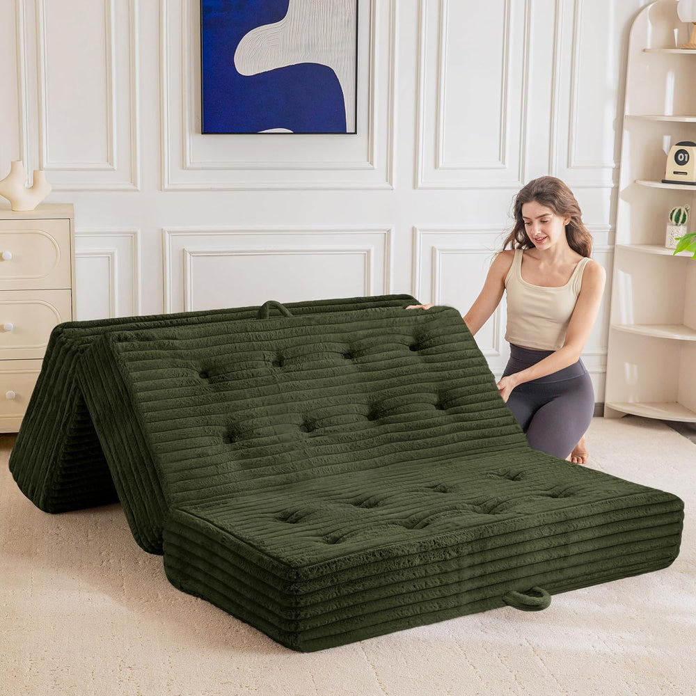 MAXYOYO Folding Sofa Couch Bed, 6 Inch Tri-Fold Floor Sofa Bed, Folding Mattr...
