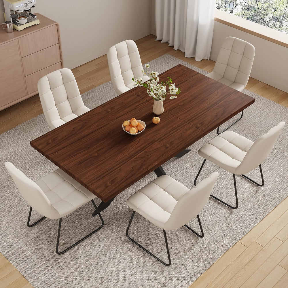 ZckyCine 7-Piece Dining Table Set, 6-Person Modern Rectangular Wooden 51&quot...
