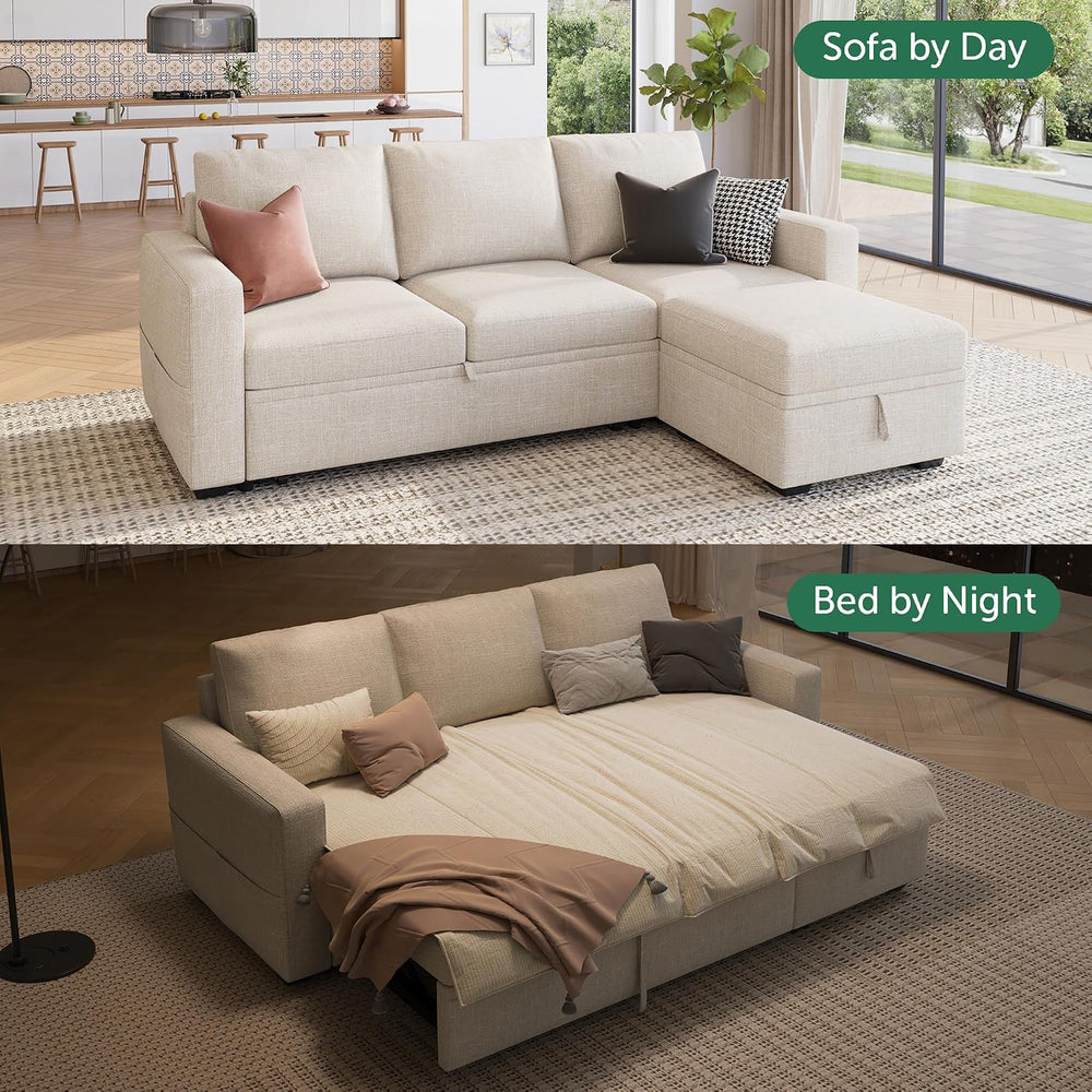 HONBAY Modular Sectional Sleeper Sofa with Pull Out Bed, L Shaped Couch with ...