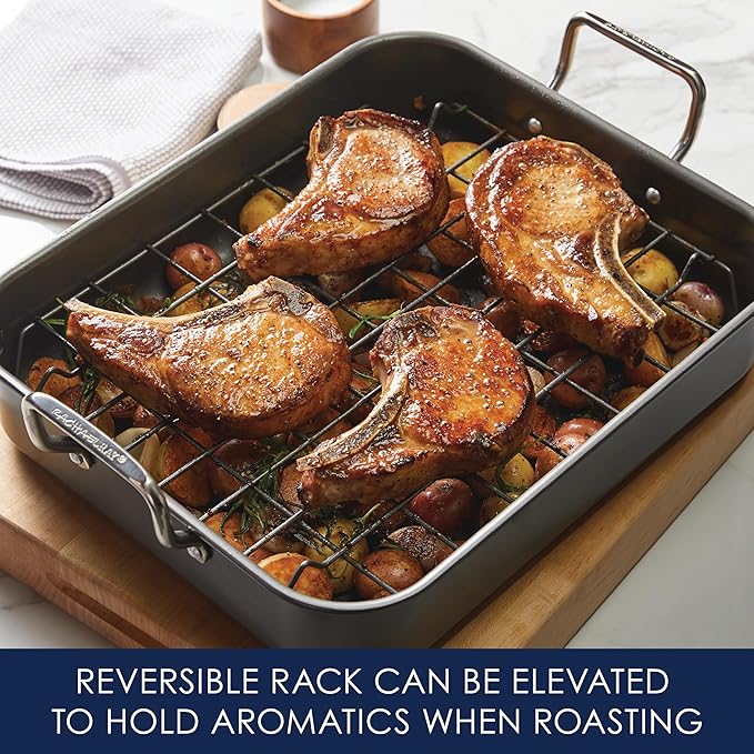 Rachael Ray Brights Hard Anodized Nonstick Roaster / Roasting Pan - Image 4