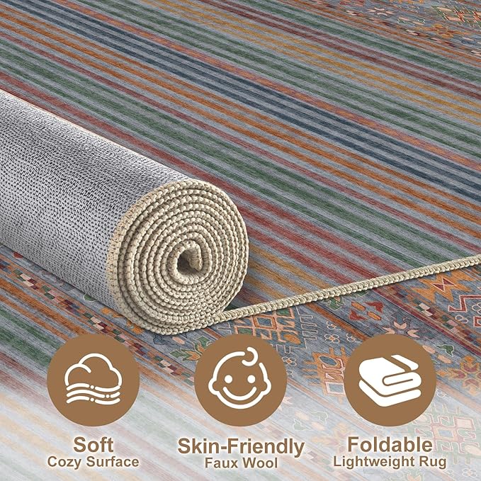 Nakagishi 9X12 Area Rugs Living Room: Washable Large Vintage Rug Neutral - Image 3
