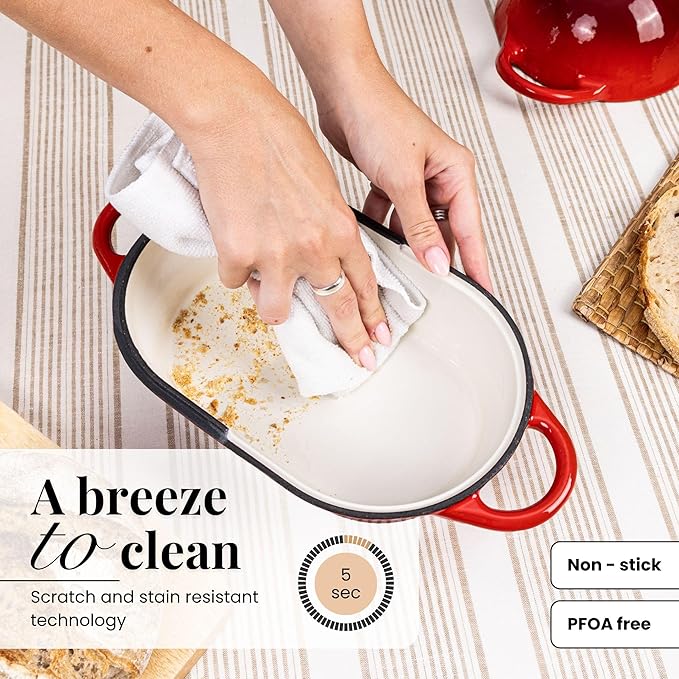 Dutch Oven For Sourdough Bread Baking – Enamelled Cast Iron Bread Loaf Pot –