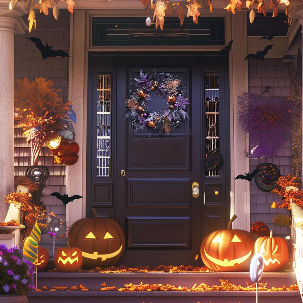 Valery Madelyn 24" Pumpkin Halloween Wreath for Front Door Decor